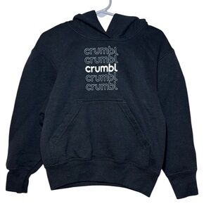 Crumbl Cookies Unisex Kids Black Hooded Sweatshirt with “Crumbl” logo Size XS